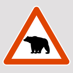 bear black silhouette road sign vector illustration