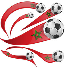 marocco flag set with soccer ball