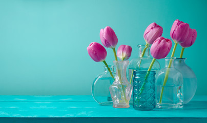 Tulip flowers in vases