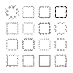 Big collection of handdrawn borders. Handdrawn doodle frames.