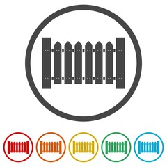 Fence icon, Fence icon Vector, Fence icon Art, 6 Colors Included