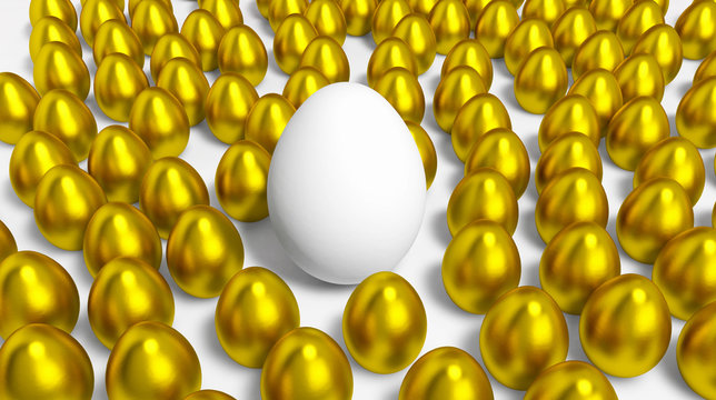 wei&szlig;e ei zwischen goldene eier