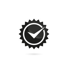 Tick checkered seal icon Black color isolated in white background
