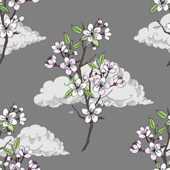 Seamless Pattern with Sakura