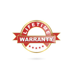 Lifetime Warranty Seal Icon Red and Gold Color