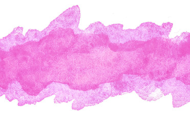 Pink watercolor hand drawn isolated band on white background. Abstract paper texture shape scribble element for template, banner, web. Water color wet brush paint aquarelle illustration