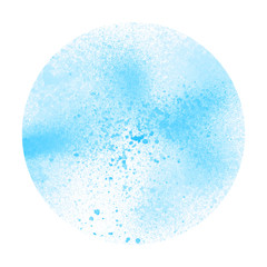 Blue round watercolor on white background