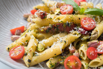 close up Home Made Pasta with Cranberries.(selective Focus)