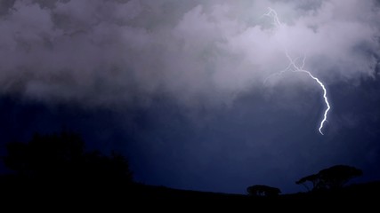 Fototapeta na wymiar Beautiful lightning above the park area, dramatic background, nature and weather