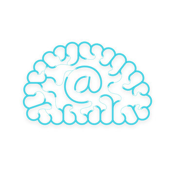 Electric wire cable Brain blue color, Email internet concept design with At sign symbol illustration isolated on white background with copy space, vector eps 10