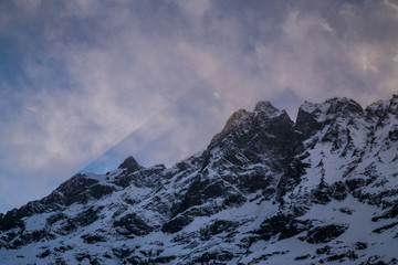 Winter Alps mountain sunset , Italy, Cervinia
