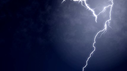 Summer lightning striking down, natural phenomenon in action, meteorology