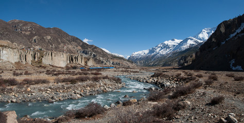 The wide river valley at Manang