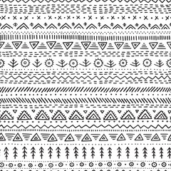 Vector seamless pattern with ethnic tribal hand-drawn trendy ornaments