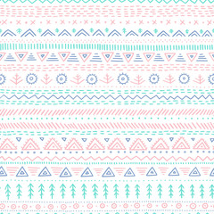 Vector seamless pattern with ethnic tribal hand-drawn trendy ornaments