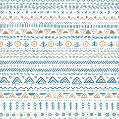 Vector seamless pattern with ethnic tribal hand-drawn trendy ornaments