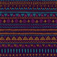 Vector seamless pattern with ethnic tribal hand-drawn trendy ornaments