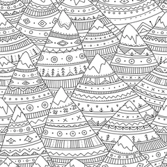 Printed roller blinds Mountains Vector seamless pattern with boho ornamental mountains.