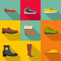Comfortable footwear icons set. flat set of 9 comfortable footwear vector icons for web isolated on white background