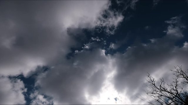 Time laps, bright sky with clouds, weather change, before a thunderstorm, 4k