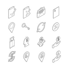 Isometric Business line Icon 3D illustration vector set eps10