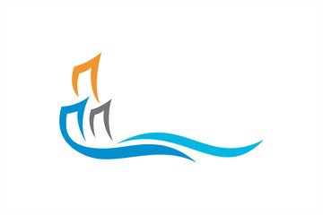 Naklejka premium lake city logo template with wave