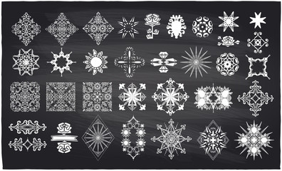 Chalk ornate decor elements on a chalkboard