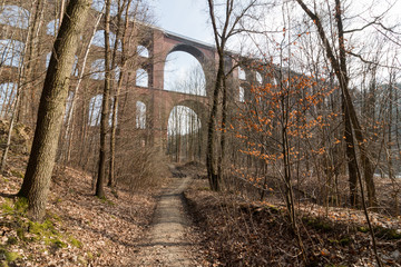 View to Goeltzsch Viaduct railway bridge in Saxony, Germany - World's largest brick bridge.