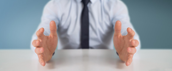 Businessman showing empty hands