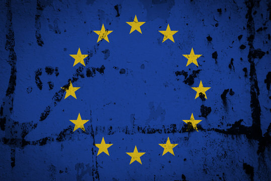 An European Union flag grunge texture © anastasiapelikh