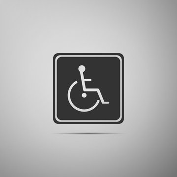 Disabled handicap icon isolated on grey background. Wheelchair handicap sign. Flat design. Vector Illustration