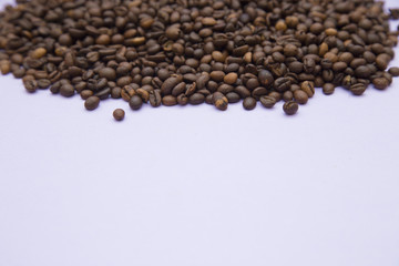 Coffee with sweets on light purple background