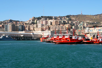 The Bigo is a main touristic attraction in a summer day in Genoa, Italy