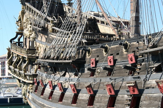 Genova, Italy. July 6, 2014. Galeon Neptune used in the movie Pirates of Roman Polanski