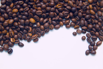 Coffee with sweets on a blue wooden background