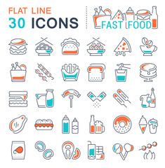 Set Vector Line Icons of Fast Food.