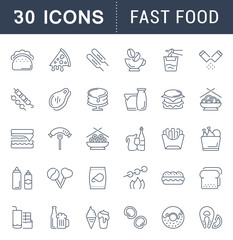 Set Vector Line Icons of Fast Food.