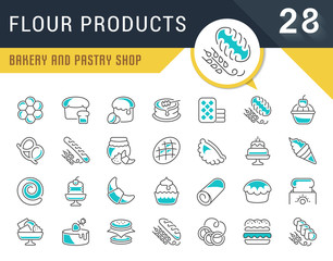 Set Vector Line Icons of Flour Products.