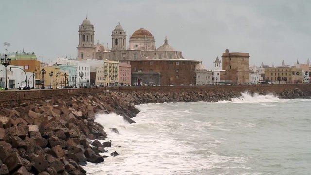 Cathedral from Southern Field Storm Emma Aftermath Cadiz Spain