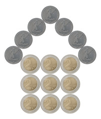 house built of coins