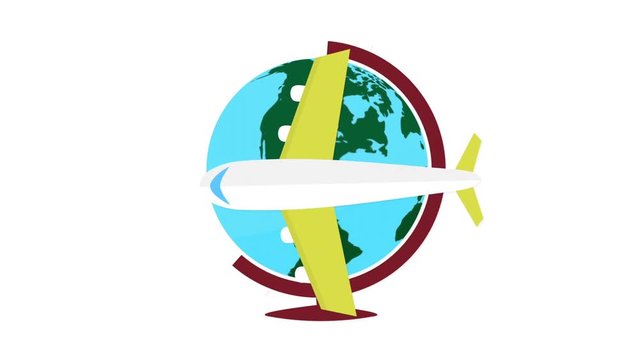 avion de ligne jaune et globe
