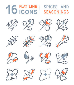 Set Vector Line Icons of Greenery