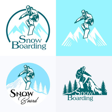 snowboarding. Winter sport. Snowboarding stylized symbol, logo or emblem.