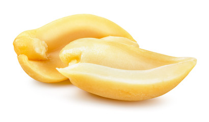 Peanuts isolated on white background. Nuts macro. Full depth of field. With clipping path.