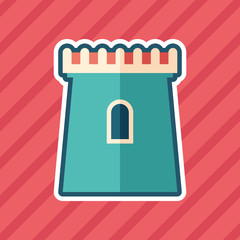Fortress sticker flat icon with color background.