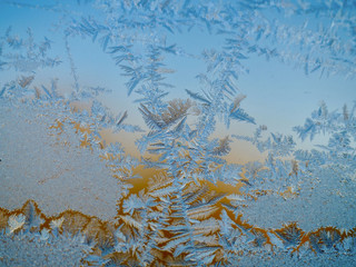 Eisblume Fenster Winter Makro