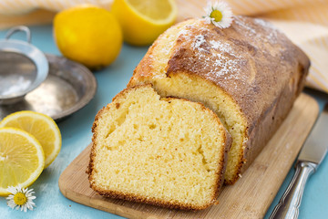 Sweet lemon sponge cake for tea