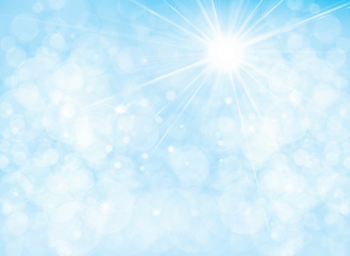 Vector blue, sun shine sky background, sunny sky  background.