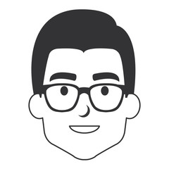 Obraz na płótnie Canvas young man head with glasses avatar character vector illustration design