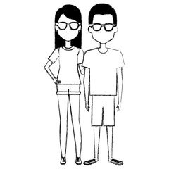 couple lovers avatars characters vector illustration design